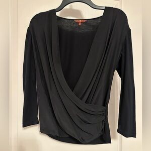 7 For All Mankind Black Silk Drape Blouse